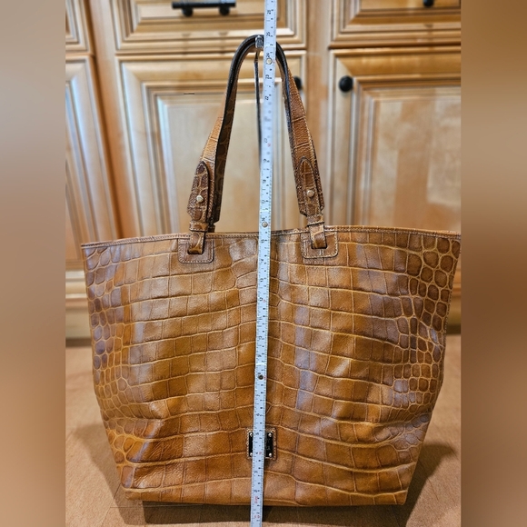 DOONEY & BOURKE Leather BROWN Croco Embossed XL SHOPPER Tote Purse Shoulder Bag